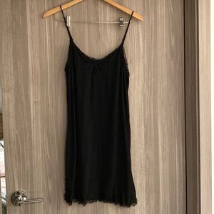 Express black mini dress with lace trim